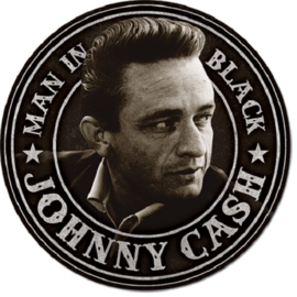 Johnny Cash - Man in Black   Metalen wandbord Ø 30 cm.​
