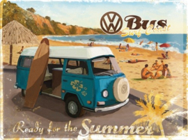 VW Bus Surf Coast Ready For The Summer  Metalen wandbord in reliëf 30 x 40 cm