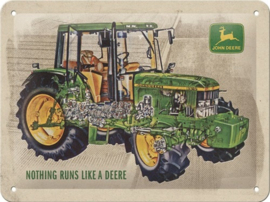 John Deere Model 6410 Cutaway.   Metalen wandbord in reliëf 15 x 20 cm.