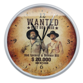 Bud Spencer en Terence Hill  Most Wanted .  Wandklok Ø 30.cm en 4,5 cm dik.