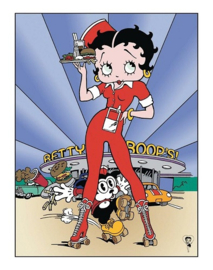 Betty Boop Diner.  Metalen wandbord 31,5 x 40,5 cm.