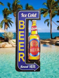 Ice Cold Beer Sold Here.  Metalen wandbord in reliëf 58 x 21 cm.