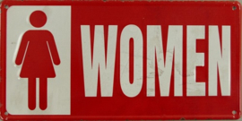 Toiletbordje Women.  Metalen wandbord in reliëf 15 x 30 cm.
