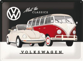 VW Classics Metalen wandbord in reliëf 30 x 40 cm