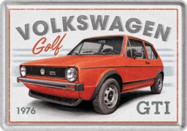 VW Golf GTI 1976. Metalen Postcard 10 x 14 cm.