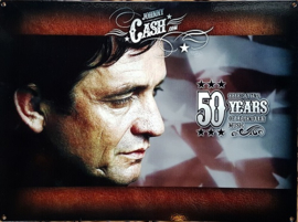 Johnny Cash 50 Years.   Metalen wandbord 30 x 40 cm.