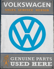 VW Genuine Parts Metalen wandbord 30 x 41 cm.