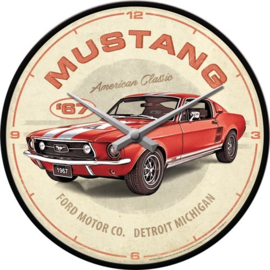 Ford Mustang - GT 1967 Red.  Wandklok Ø 31 cm en 6 cm dik.