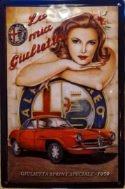 Alfa Romeo Guilietta (1959)  Metalen wandbord in reliëf 20 x 30 cm.