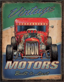 Vintage Motors Built To Last.​  Metalen wandbord 31,5 x 40,5 cm.