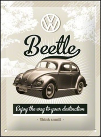 VW Beetle Metalen wandbord in reliëf 15  x 20 cm