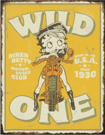 Betty Boop Wild One.  Metalen wandbord 31,5 x 40,5 cm.