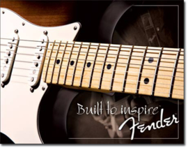 Fender  Built To Inspire  ​ Metalen wandbord 31,5 x 40,5 cm.