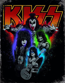 Kiss The Band..  Metalen wandbord 31,5 x 40,5 cm.