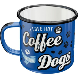Hot Coffee & Cool Dogs Emaille Drinkbeker.