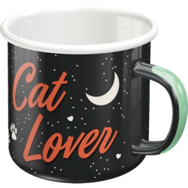 Cat Lover Black Emaille Drinkbeker.