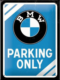 BMW Parking Only  Metalen wandbord in reliëf 15 x 20 cm