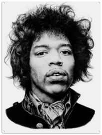 Jimi Hendrix.  Metalen wandbord 30 x 40 cm.