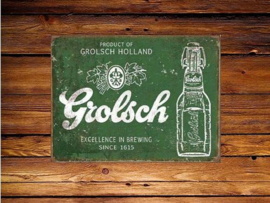 Grolsch Excellence in Brewing  Metalen wandbord 31,5 x 40,5 cm.