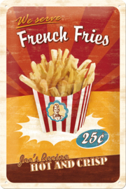 French Fries.  Metalen wandbord in reliëf 20 x 30 cm.