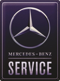 Mercedes Benz. Service Blue. Metalen wandbord in reliëf 30 x 40 cm .