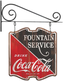 Coca-Cola Fountain Service Tweezijdig houten uithangbord.