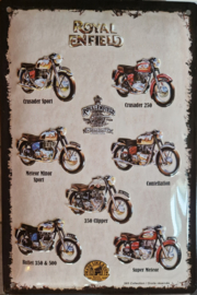 Royal Enfield Collage.  Metalen wandbord in reliëf 20 x 30 cm.​