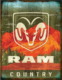 RAM Country Metalen wandbord 31,5 x 40,5 cm.