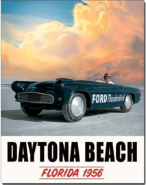 Ford Thunderbird Daytona Beach 1956. Metalen wandbord 31,5 x 40,5 cm.