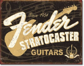 Fender  Stratocaster 60th​ ​.   Metalen wandbord 31,5 x 40,5 cm.