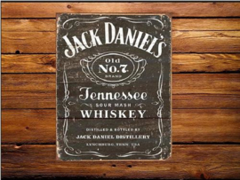 Jack Daniel's Old No 7 Tekst Metalen wandbord 31,5 x 40,5 cm.