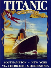 Titanic White Star Line.  Metalen wandbord 30 x 40 cm.