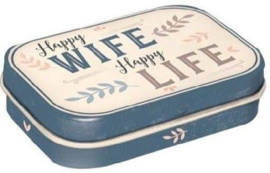 Happy Wife Happy Life .  Pillendoosje 4 x 6 x 1,6 cm.