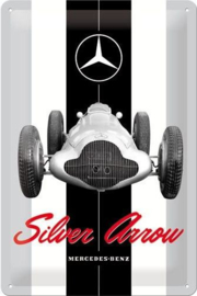 Mercedes-Benz Silver Arrow Metalen wandbord in reliëf 20 x 30 cm.