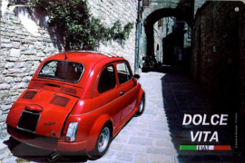 Fiat 500 Dolce Vita Metalen  wandbord 20 x 30 cm.