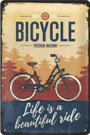 Bicycle Freedom Machine Metalen wandbord in reliëf 20 x 30 cm.