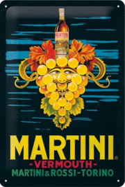 Martini - Vermouth Grapes ​. Metalen wandbord in reliëf 20 x 30 cm.