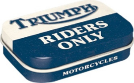 Triumph Riders Only.  Mintboxje 4 x 6 x 1,6 cm.