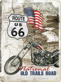 Route 66 National Old Trails Road  Metalen wandbord in reliëf 30 x 40 cm