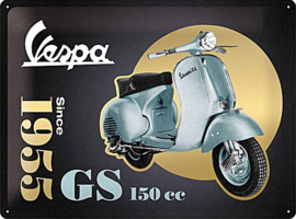 Vespa - GS 150 Since 1955 Special Edition   Metalen wandbord in reliëf 30 x 40 cm .