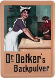 Dr Oetker's Backpulver Metalen Postcard 10  x 14 cm.