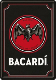 Bacardi - Logo Black. Metalen Postcard 10 x 14 cm.