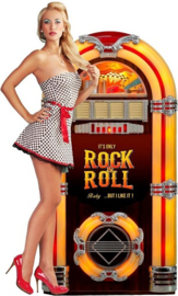 Pin Up It's Only Rock & Roll.  Metalen wandbord in reliëf 60 x 36 cm.