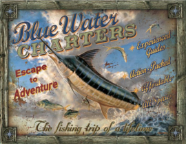 Blue Water Charters Metalen wandbord 31,5 x 40,5 cm.
