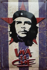 Viva El Che Guevara.  Metalen wandbord  in reliëf 20 x 30 cm