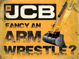 JCB Arm Wrestle ? Metalen wandbord 40 x 30 cm