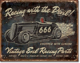 Vintage Evil Racing. Metalen wandbord 31,5 x 40,5 cm.