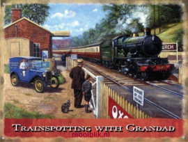 Trainspotting with Grandad Metalen wandbord 30x40 cm