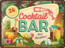 Cocktail Bar  Metalen wandbord in reliëf 30 x 40 cm.