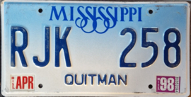 Mississippi Originele license plate .